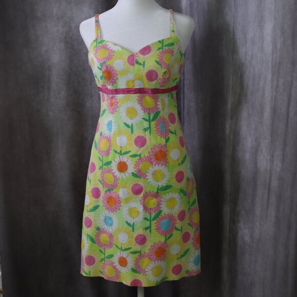Lilly Pulitzer Dresses & Skirts - VTG Lilly Pulitzer Dress Womens 2 Multicolor Floral Spaghetti Straps Preppy